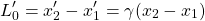 \[ L'_0=x'_2-x'_1=\gamma ( x_2-x_1)\]