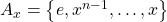 A_x=\left\{e,x^{n-1},\ldots,x\right\}