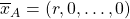 \overline{x}_A=(r,0,\ldots,0)