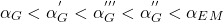 \[ \alpha_G <\alpha_G^{'} <\alpha_G^{'''} < \alpha_G^{''}<\alpha_{EM}\]