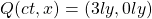 Q(ct,x)=(3ly,0ly)