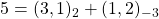 5 = (3, 1)_2 + (1,2)_{-3}
