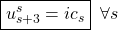 \boxed{u_{s+3}^{s}=ic_s} \;\;\forall s