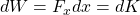dW=F_xdx=dK