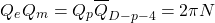 \begin{equation*} Q_eQ_m=Q_p\overline{Q}_{D-p-4}=2\pi N \end{equation*}