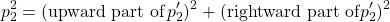 \[ p_2^2=(\mbox{upward part of}\,p'_2)^2+(\mbox{rightward part of}p'_2)^2\]