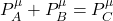 P^\mu_A+P^\mu_B=P^\mu_C