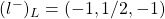 (l^-)_L=(-1,1/2,-1)