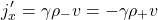 \[ j'_x=\gamma\rho_- v=-\gamma \rho_+ v\]