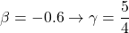 \[ \beta=-0.6\rightarrow \gamma =\dfrac{5}{4}\]