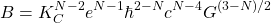 \begin{equation*} B=K_C^{N-2}e^{N-1}\hbar^{2-N}c^{N-4}G^{(3-N)/2} \end{equation*}