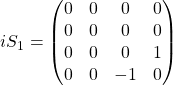 iS_1=\begin{pmatrix}0 & 0 & 0& 0\\ 0 & 0 & 0 & 0\\ 0 & 0 & 0 & 1\\ 0 & 0 & -1 & 0\end{pmatrix}