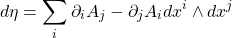 \begin{equation*} d\eta=\sum_i\partial_iA_j-\partial_jA_idx^i\wedge dx^j \end{equation*}