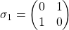 \sigma_1=\begin{pmatrix}0 & 1\\ 1 & 0\end{pmatrix}