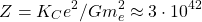 \[Z=K_Ce^2/Gm_e^2\approx 3\cdot 10^{42}\]