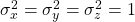 \sigma_x^2=\sigma_y^2=\sigma_z^2=1