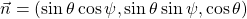 \vec{n}=\left(\sin\theta\cos\psi,\sin\theta\sin\psi,\cos\theta\right)