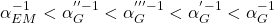\[ \alpha_{EM}^{-1}<\alpha^{''-1}_G <\alpha^{'''-1}_G <\alpha^{'-1}_G < \alpha^{-1}_G\]