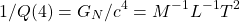 \[1/Q(4)=G_N/c^4=M^{-1} L^{-1}T^{2}\]