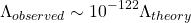 \[\Lambda_{observed}\sim 10^{-122}\Lambda_{theory}\]