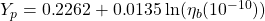Y_p=0\mbox{.}2262+0\mbox{.}0135\ln (\eta_b (10^{-10}))