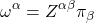 \begin{equation*}\omega^\alpha= Z^{\alpha\beta}\pi_\beta\end{equation*}