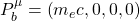P^\mu_b=\left( m_e c,0,0,0\right)