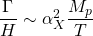 \dfrac{\Gamma}{H}\sim \alpha_X^2\dfrac{M_p}{T}