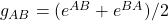 g_{AB}=(e^{AB}+e^{BA})/2