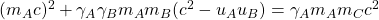 (m_Ac)^2+\gamma_A\gamma_Bm_Am_B(c^2-u_Au_B)=\gamma_Am_Am_C c^2