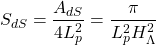 \[S_{dS}=\dfrac{A_{dS}}{4L_p^2}=\dfrac{\pi}{L_p^2H_\Lambda^2}\]
