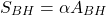 \[S_{BH}=\alpha A_{BH}\]