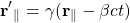 \[ \mathbf{r'}_\parallel = \gamma (\mathbf{r}_\parallel - \mathbf{\beta}ct )\]