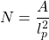 \[ N=\dfrac{A}{l_{p}^{2}}\]