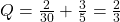 Q=\frac 2{30} + \frac 3{5} = \frac 23