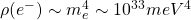 \rho (e^-)\sim m_e^4\sim 10^{33}meV^4