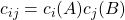 c_{ij}=c_i(A)c_j(B)