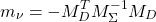 \begin{equation*} m_\nu =-M_D^TM_\Sigma ^{-1}M_D \end{equation*}