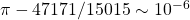 \pi-47171/15015\sim 10^{-6}