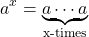 \[ a^x=\underbrace{a\cdots a}_\text{x-times}\]