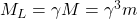 M_L=\gamma M=\gamma^3 m