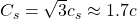C_s=\sqrt{3}c_s\approx 1.7c