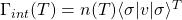 \Gamma_{int}(T)=n(T)\langle \sigma \vert v \vert \sigma \rangle^T