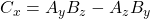 C_x=A_yB_z-A_zB_y