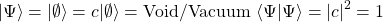 \begin{align*} \vert\Psi\rangle=\vert\emptyset\rangle=c\vert\emptyset\rangle=\mbox{Void/Vacuum}\ \langle\Psi\vert\Psi\rangle=\vert c\vert^2=1 \end{align*}