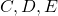 C,D,E