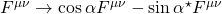 F^{\mu\nu}\rightarrow \cos \alpha F^{\mu\nu}-\sin \alpha ^{\star}F^{\mu\nu}