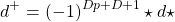 \[d^{+}=(-1)^{Dp+D+1}\star d\star\]