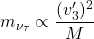 \begin{equation*} m_{\nu_\tau}\propto \dfrac{(v_3')^2}{M}\end{equation*}