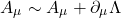 \[A_\mu\sim A_\mu+\partial_\mu\Lambda\]